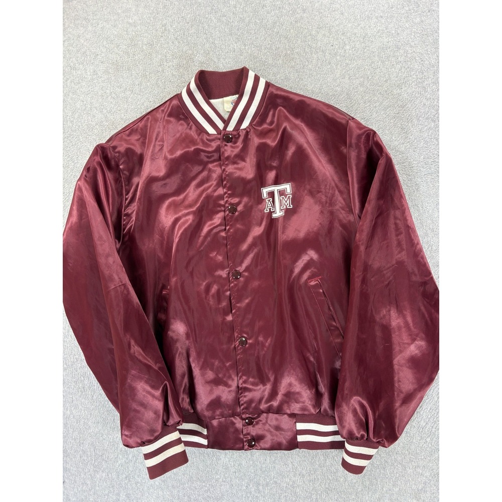 Texas A&M Aggies Vintage 90's Satin Campus Jacket (Men's Large) Maroon - Picture 1 of 11